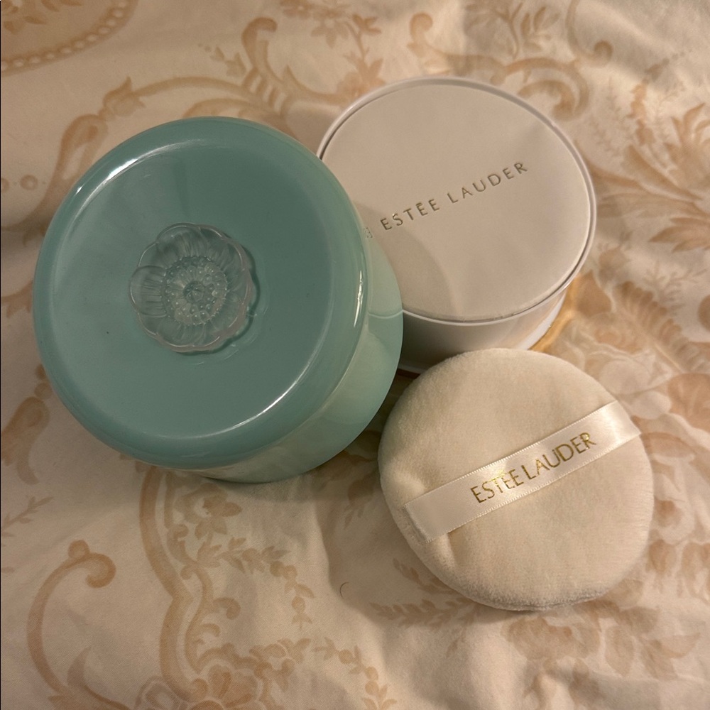 Estee Lauder Youth Dew Dusting Powder Tiffany Blue and White Jar Set